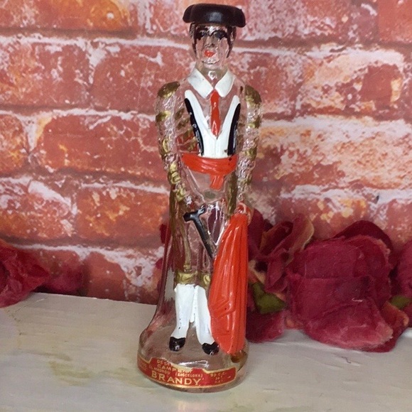 Vintage MCM Glass Peruvian Matador Bull Fighter Brandy Liquor Bottle Decanter - Picture 1 of 6